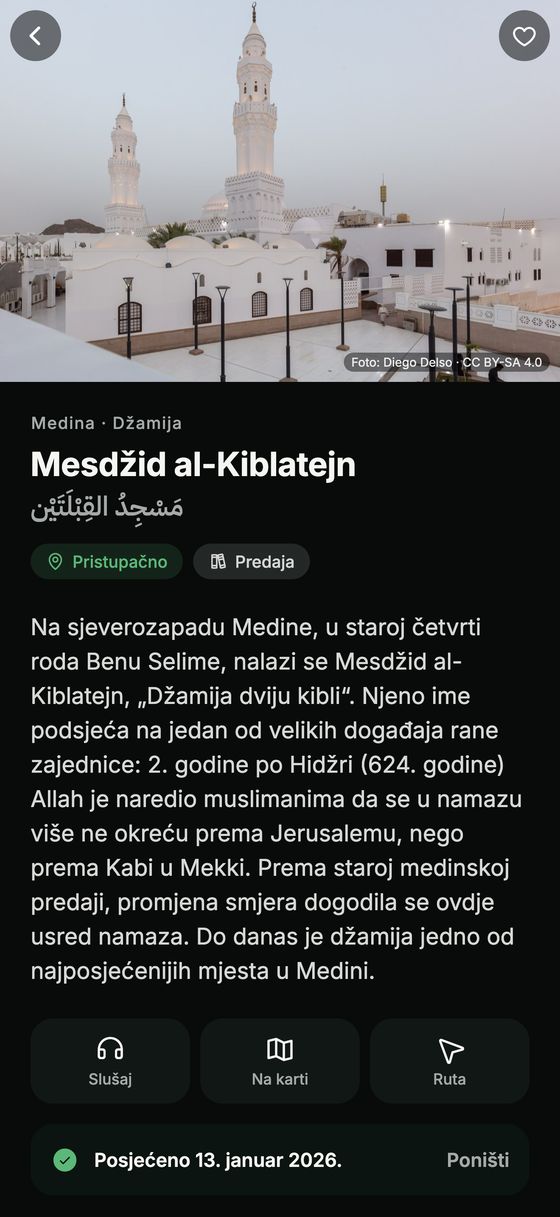 Stranica mjesta s fotografijom, historijom i izvorima