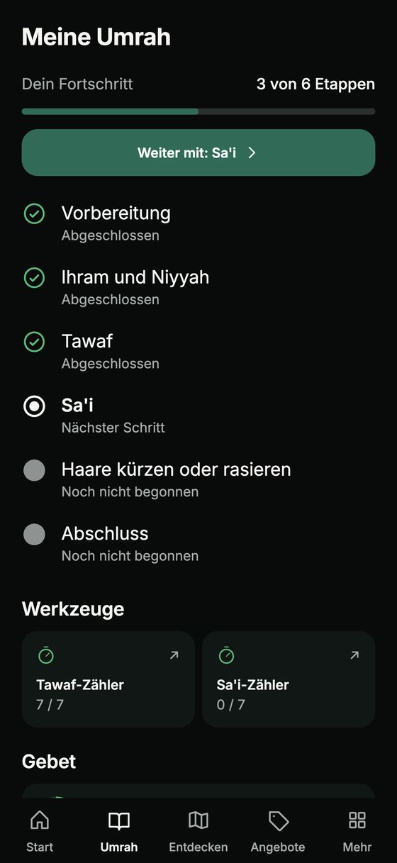Übersicht der Umrah-Etappen