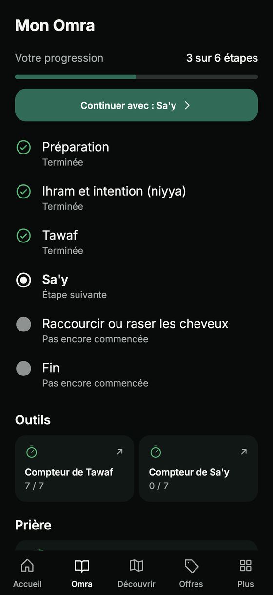 Vue d'ensemble des étapes de l'Omra