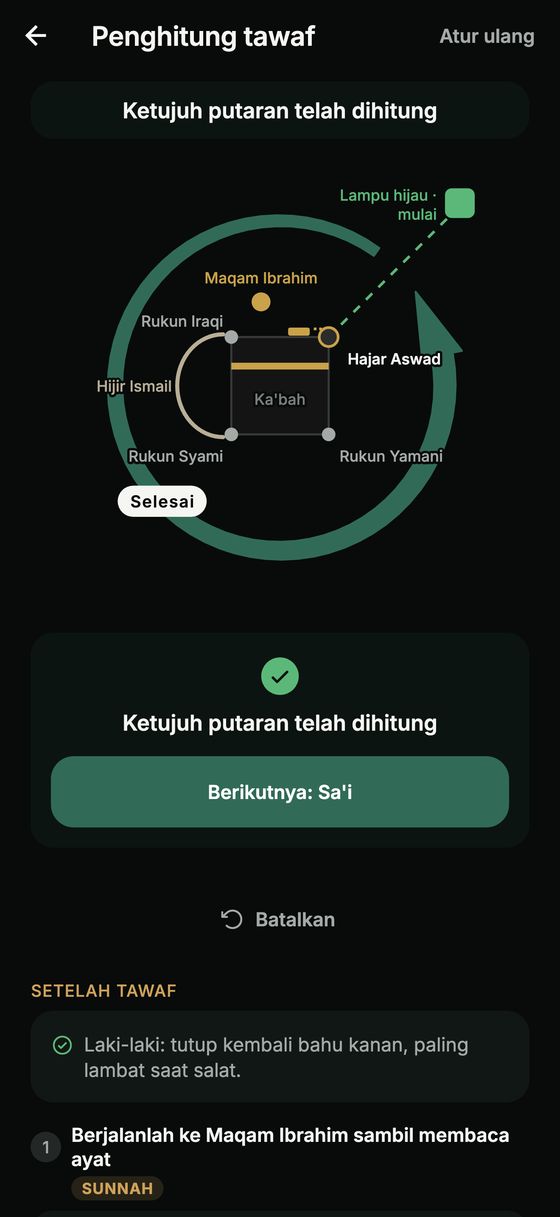 Penghitung tawaf dengan denah Ka'bah