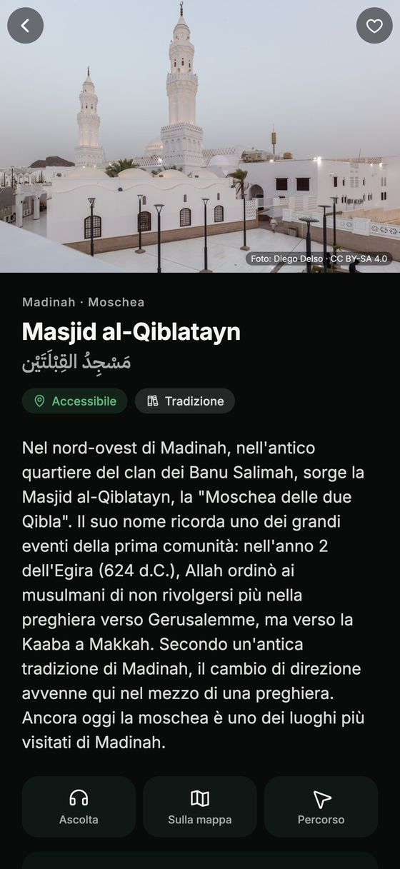 Pagina di un luogo con foto, storia e fonti