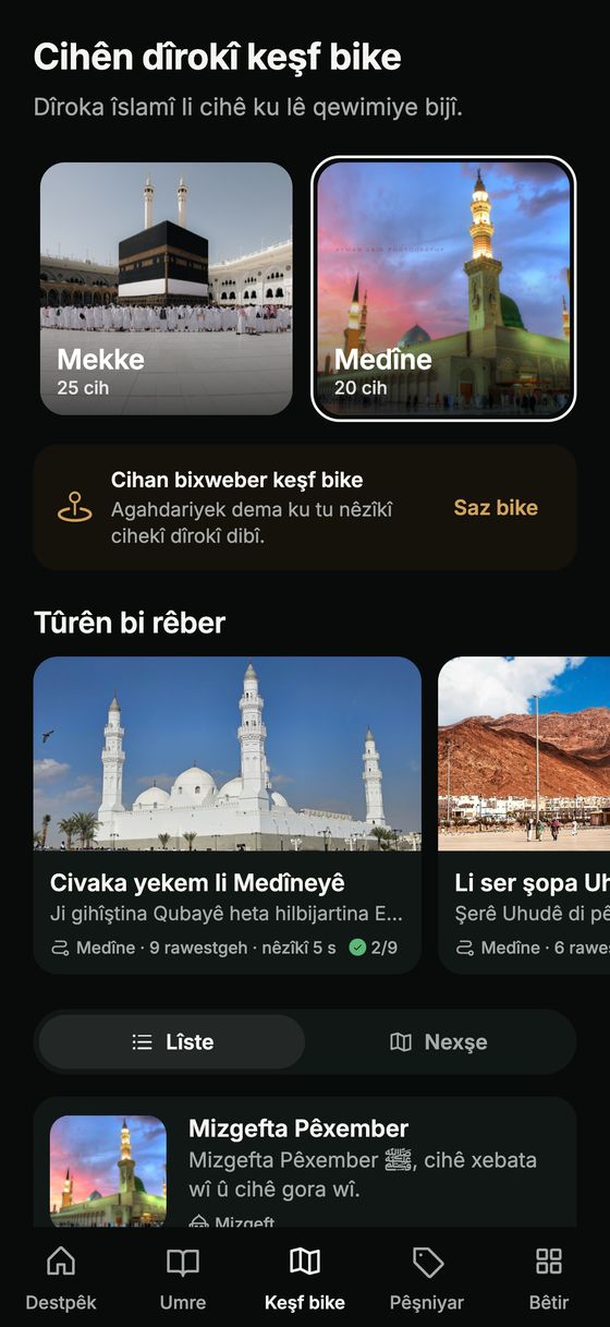 Keşf bike: Mekke û Medîne, tûrên bi rêber