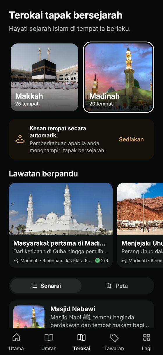 Terokai: Makkah dan Madinah, lawatan berpandu