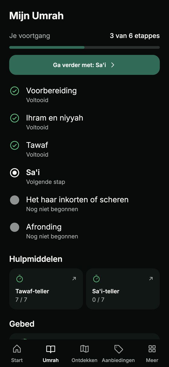 Overzicht van de Umrah-etappes