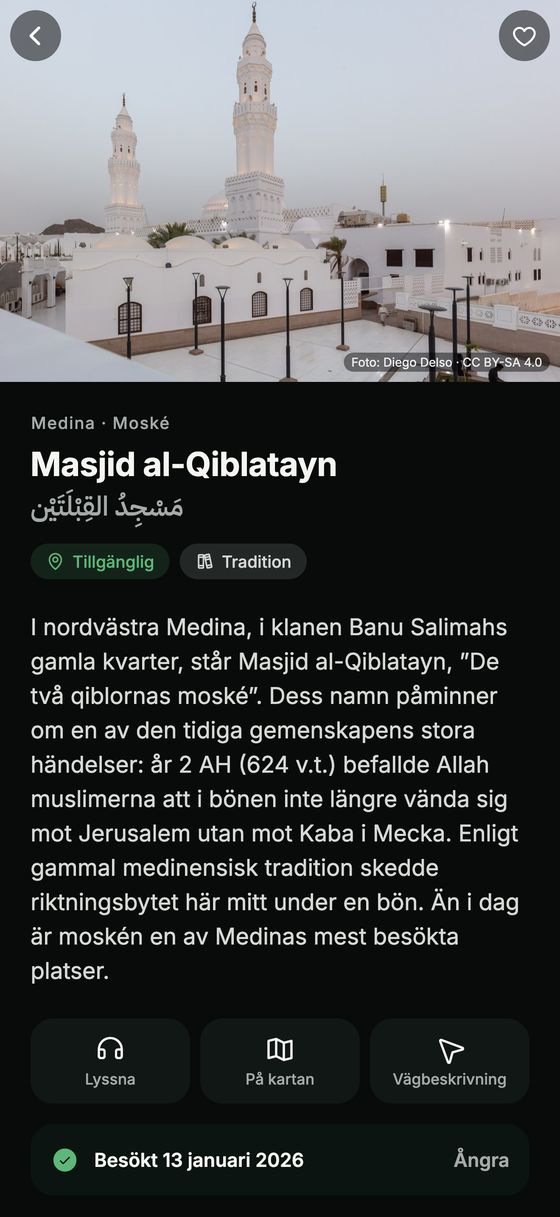 Platssida med foto, historia och källor