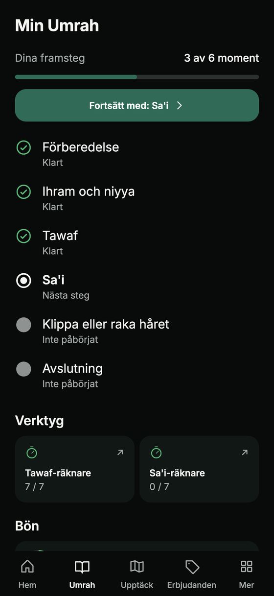 Översikt över Umrahs moment