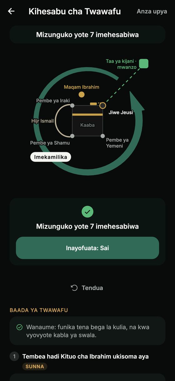 Kihesabu cha Twawafu chenye ramani ya Kaaba