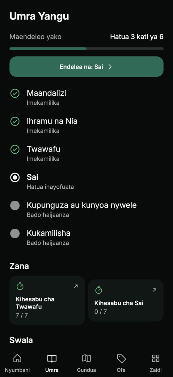 Muhtasari wa hatua za Umra