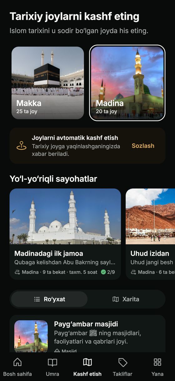 Kashf etish: Makka va Madina, yo‘l-yo‘riqli sayohatlar